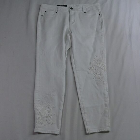 Simply Vera by Vera Wang 10 Mid Rise Skinny Ankle White Stretch Womens Jeans - Picture 1 of 9